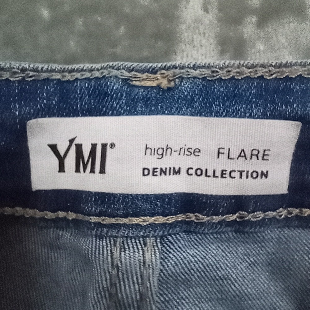 YMI High Rise Flare Denim Jeans Womens‎ Size 5 / 27 Blue Button Fly Festival - Picture 11 of 16